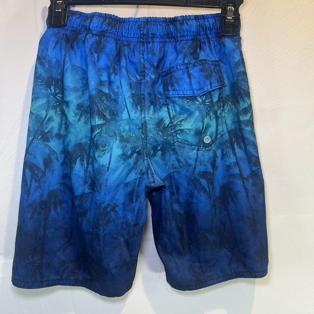 Distortion Blue and Green Swim Shorts Trunks with Tropical Design M‎ 10/12